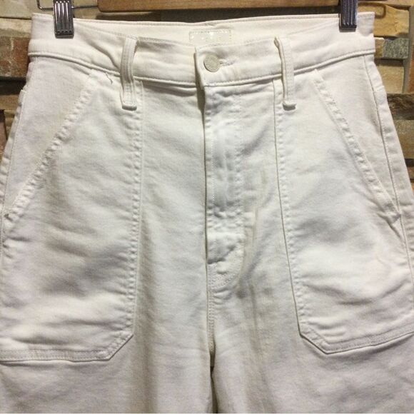 MOTHER The Wrapper Patch Springy Cotton  Blend High-Rise Straight Jeans - Picture 5 of 12